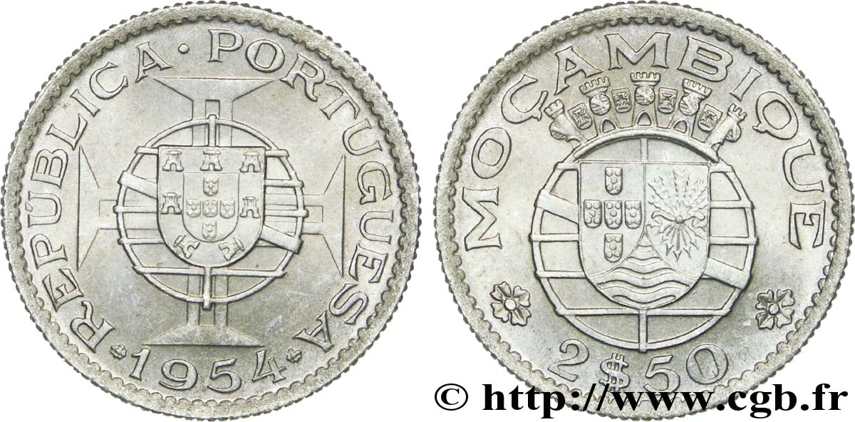 MOZAMBIQUE 2 1/2 Escudos colonie portugaise du Mozambique 1954  SPL 