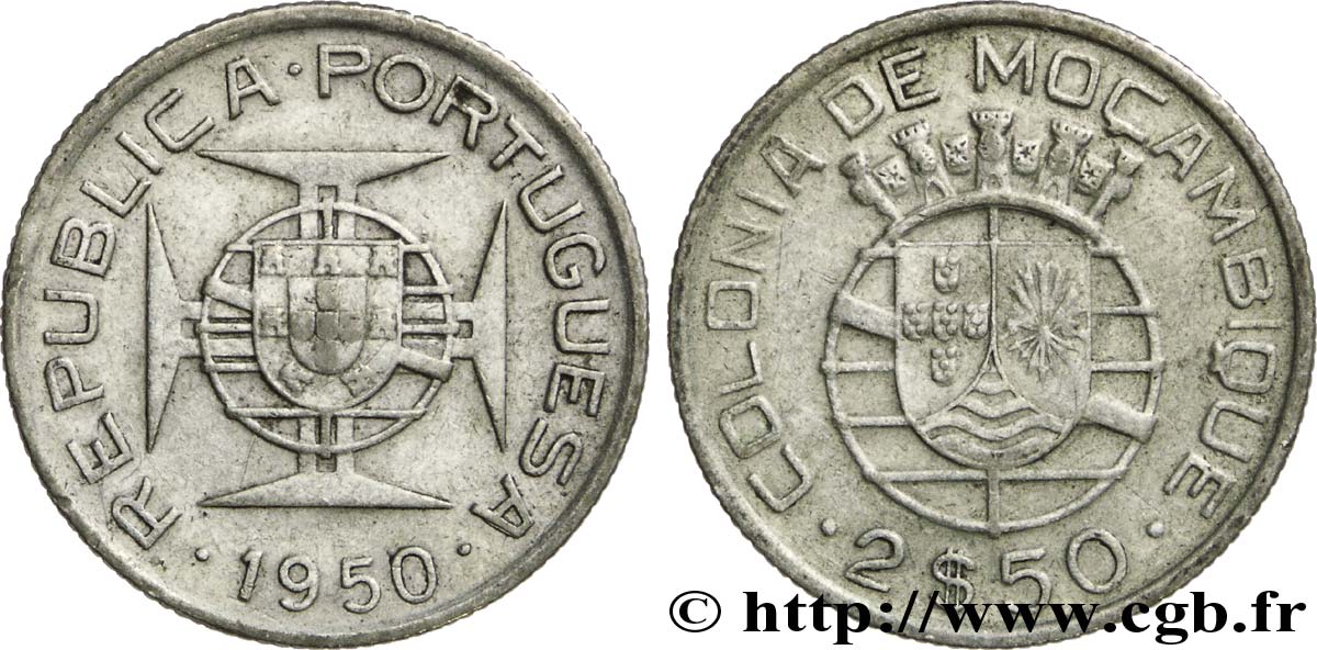 MOZAMBIQUE 2 1/2 Escudos colonie portugaise du Mozambique 1950  TTB 