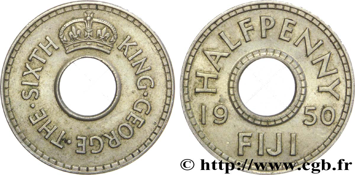 FIDJI 1/2 Penny frappe au nom du roi Georges  VI 1950  SUP 