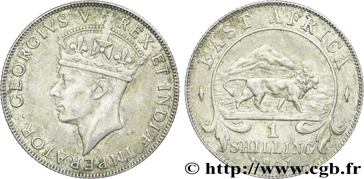 AFRIQUE DE L EST 1 Shilling Georges VI / lion 1942 Bombay - I TTB+ 
