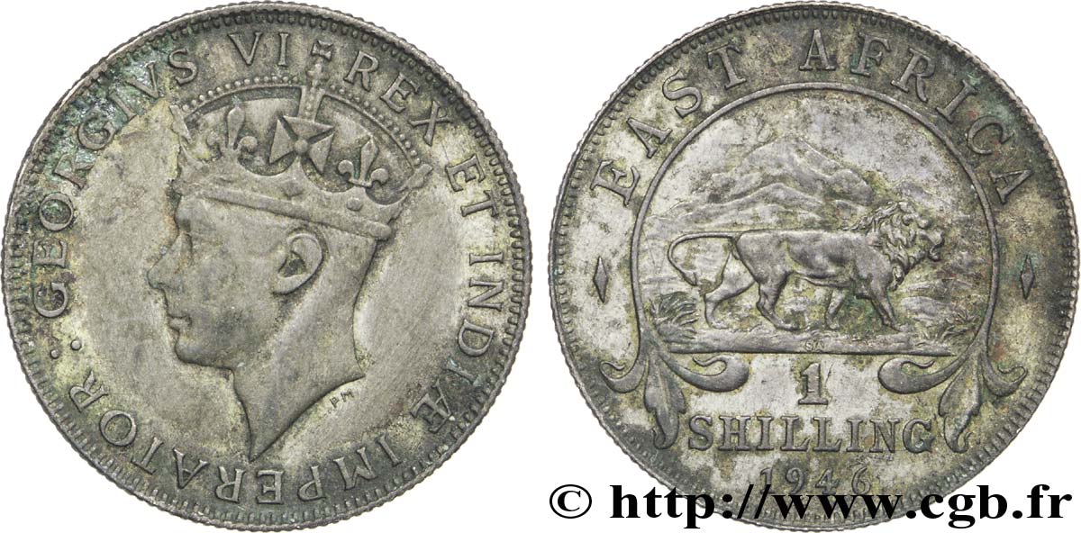 AFRIQUE DE L EST 1 Shilling Georges VI / lion 1946 Pretoria - SA TB+ 