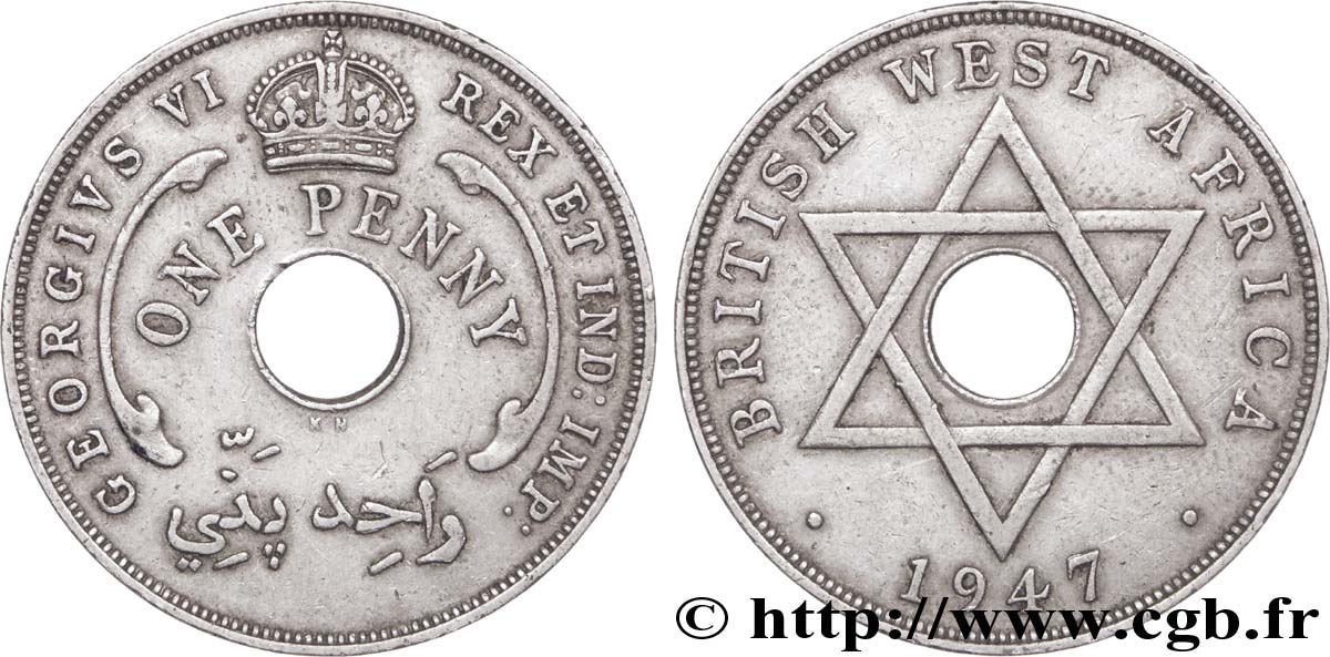 AFRIQUE OCCIDENTALE BRITANNIQUE 1 Penny Georges VI 1947 Kings Norton - KN TTB 