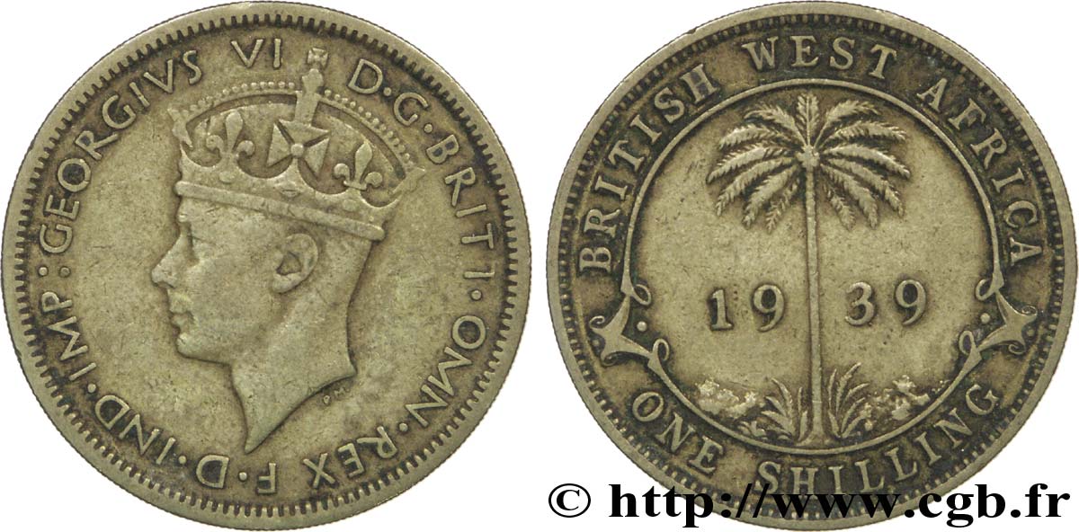 AFRIQUE OCCIDENTALE BRITANNIQUE 1 Shilling Georges VI 1939 Londres TTB 