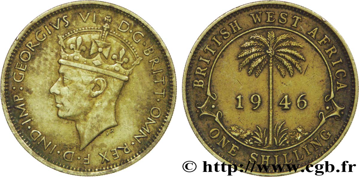 AFRIQUE OCCIDENTALE BRITANNIQUE 1 Shilling Georges VI / palmier 1946  TTB 