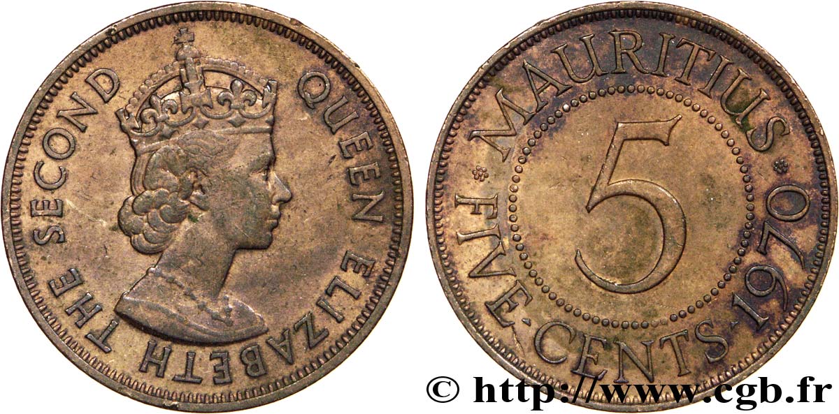 ÎLE MAURICE 5 Cents Georges VI 1970  SUP 