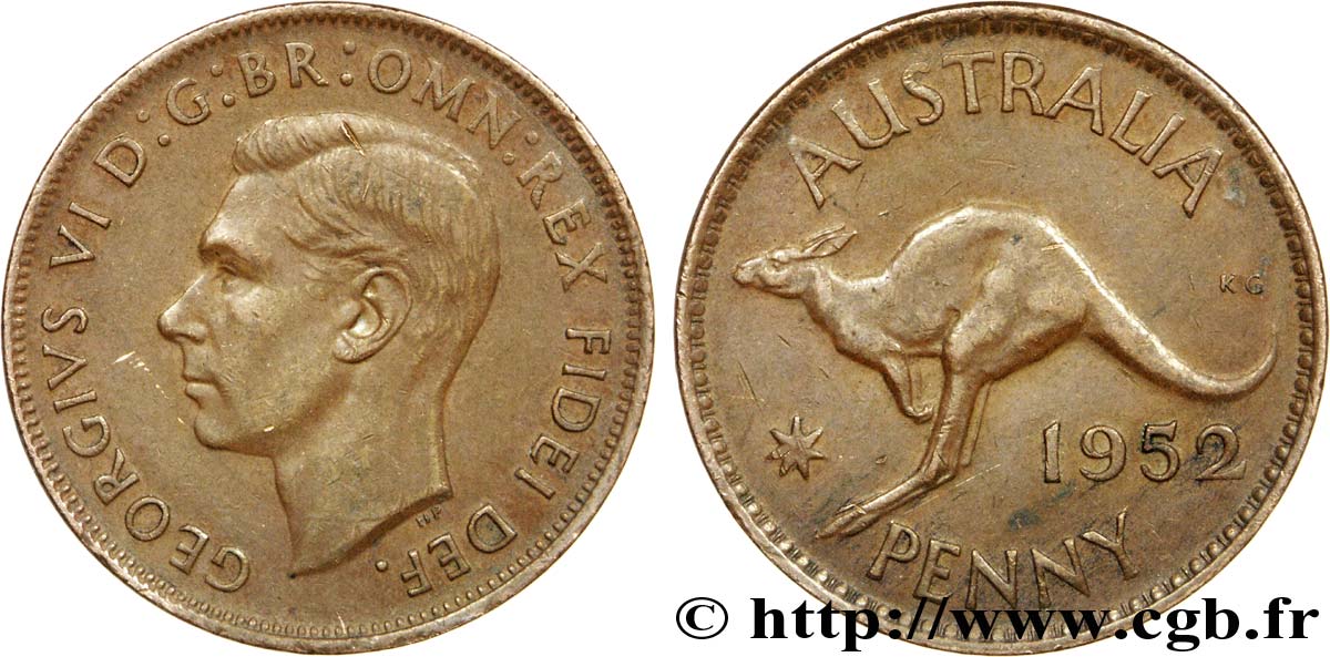 AUSTRALIE 1 Penny Georges VI 1952 Melbourne SUP 