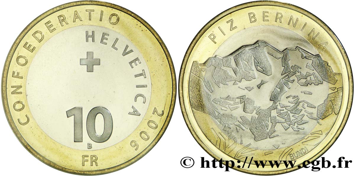 SWITZERLAND 10 Francs Piz Bernina 2006 Berne MS 