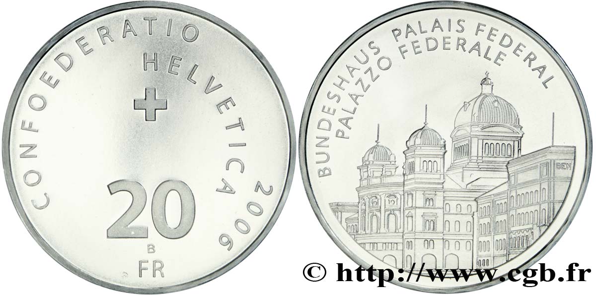 SWITZERLAND 20 Francs Palais Fédéral 2006 Berne - B MS 