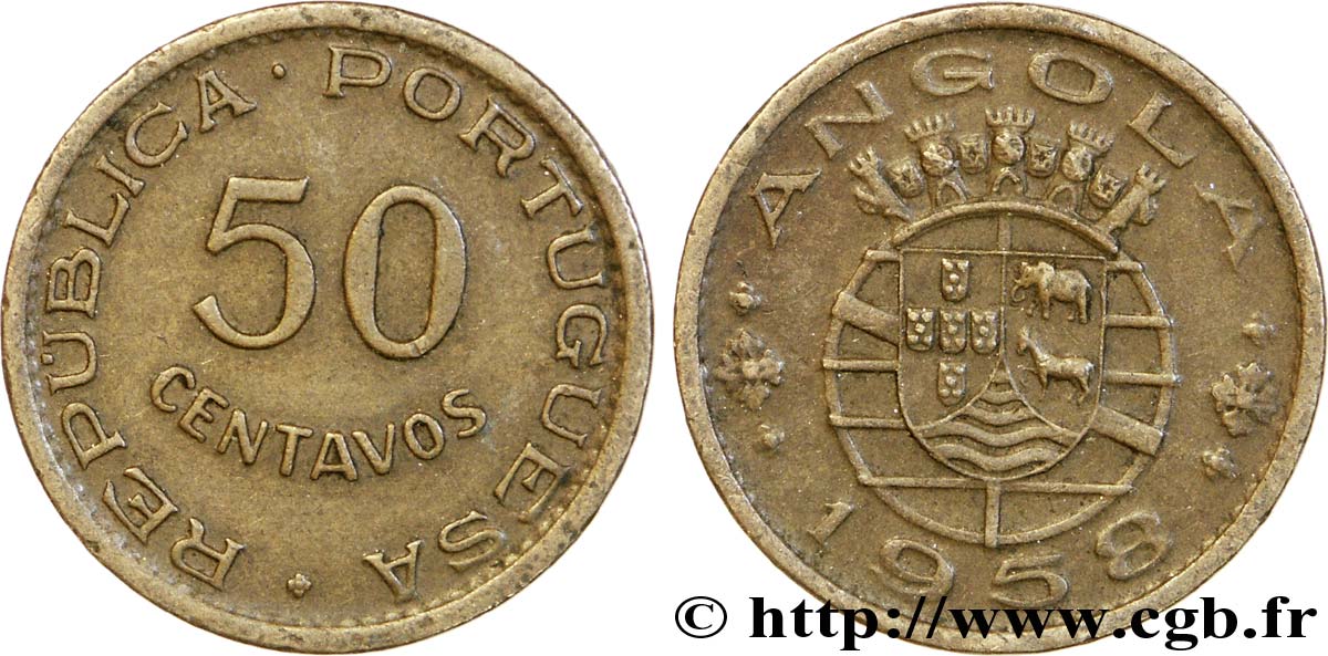 ANGOLA 50 Centavos monnayage colonial Portugais 1958  TTB 