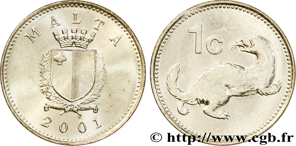 MALTE 1 Cent emblème / loutre 2001  SPL 