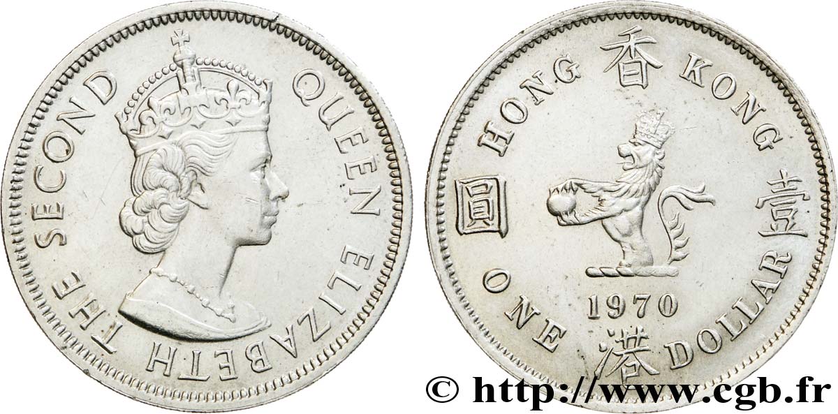 HONG KONG 1 Dollar Elisabeth II couronnée 1970 Heaton - H SUP 