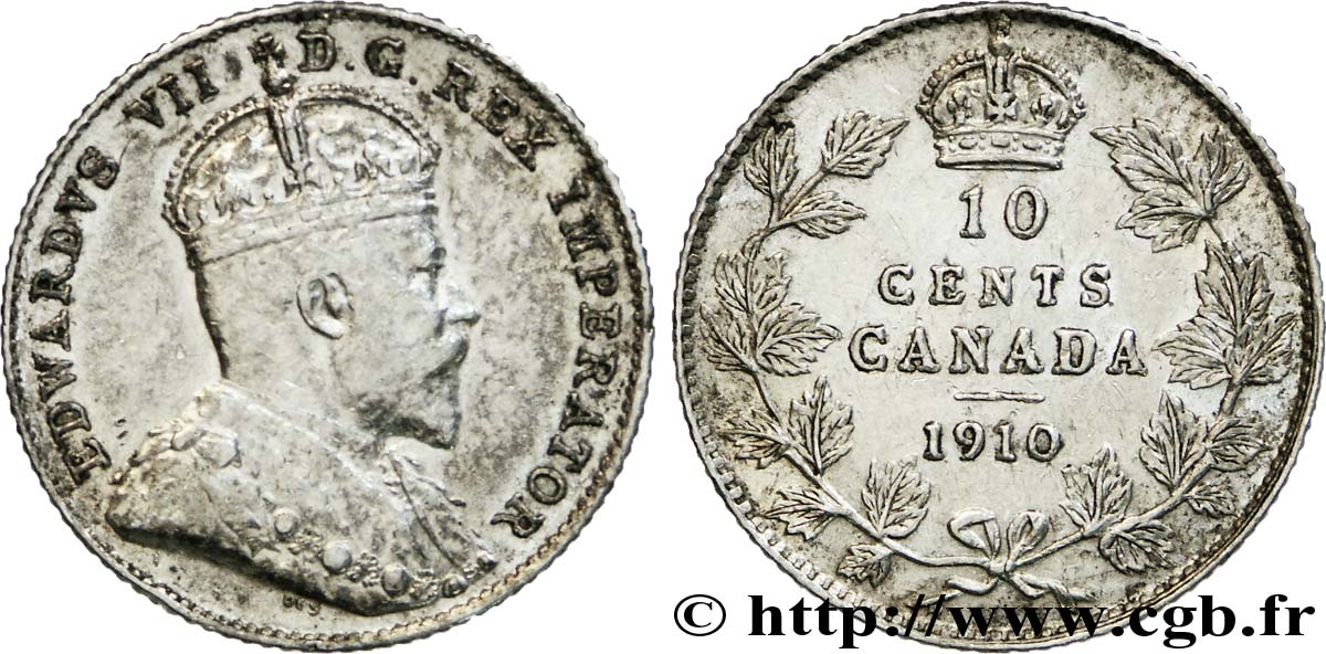 CANADA 10 Cents Édouard VII 1910  SUP 