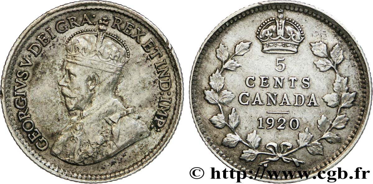 CANADA 5 Cents Georges V 1920  SUP 