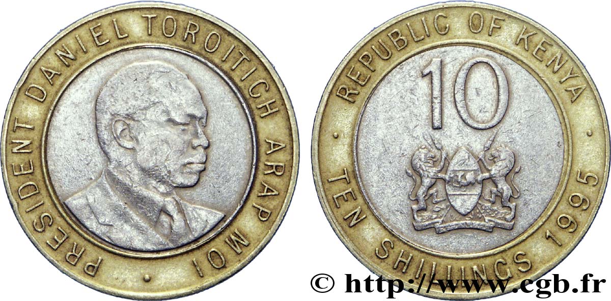 KENYA 10 Shillings Président Daniel Arap Moi 1995  TTB 