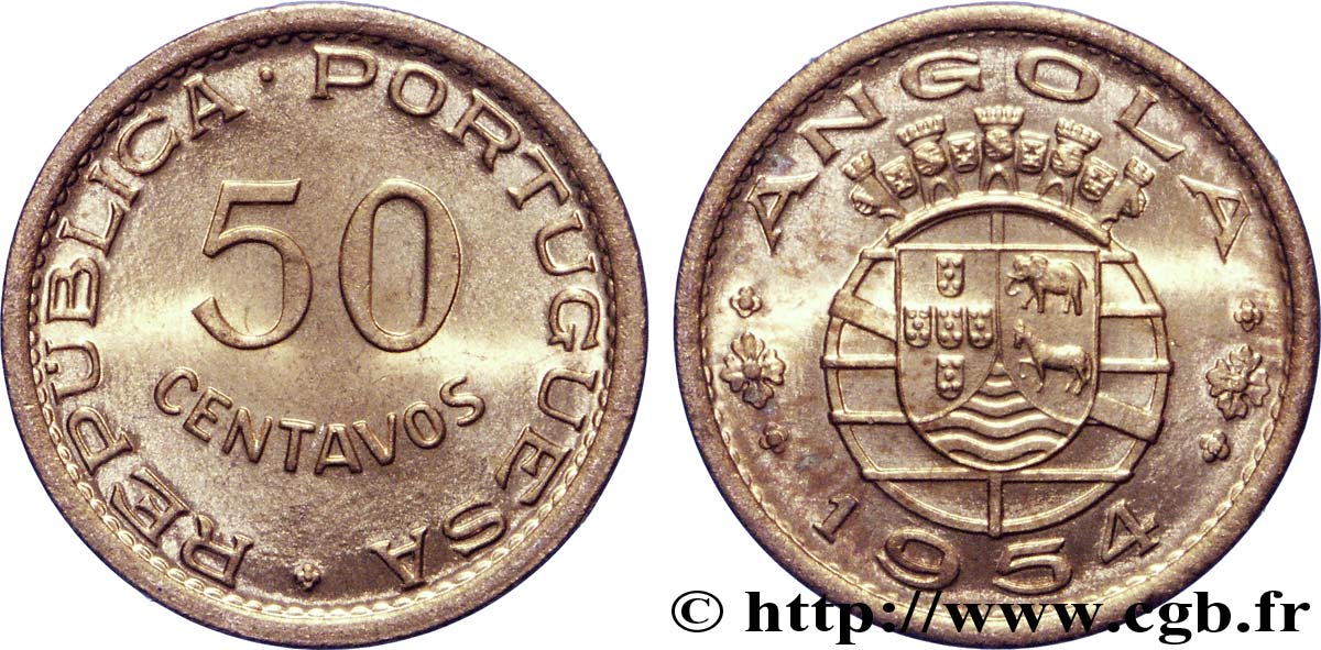 ANGOLA 50 Centavos monnayage colonial Portugais 1954  SC 