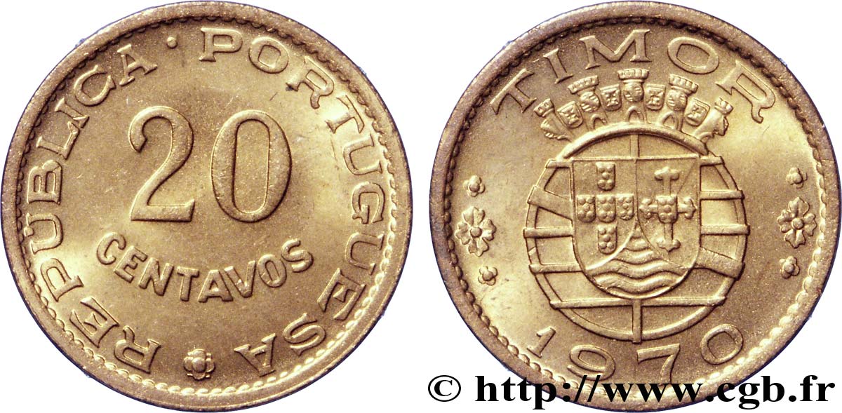 TIMOR 20 Centavos Colonie Portugaise 1970  MS 