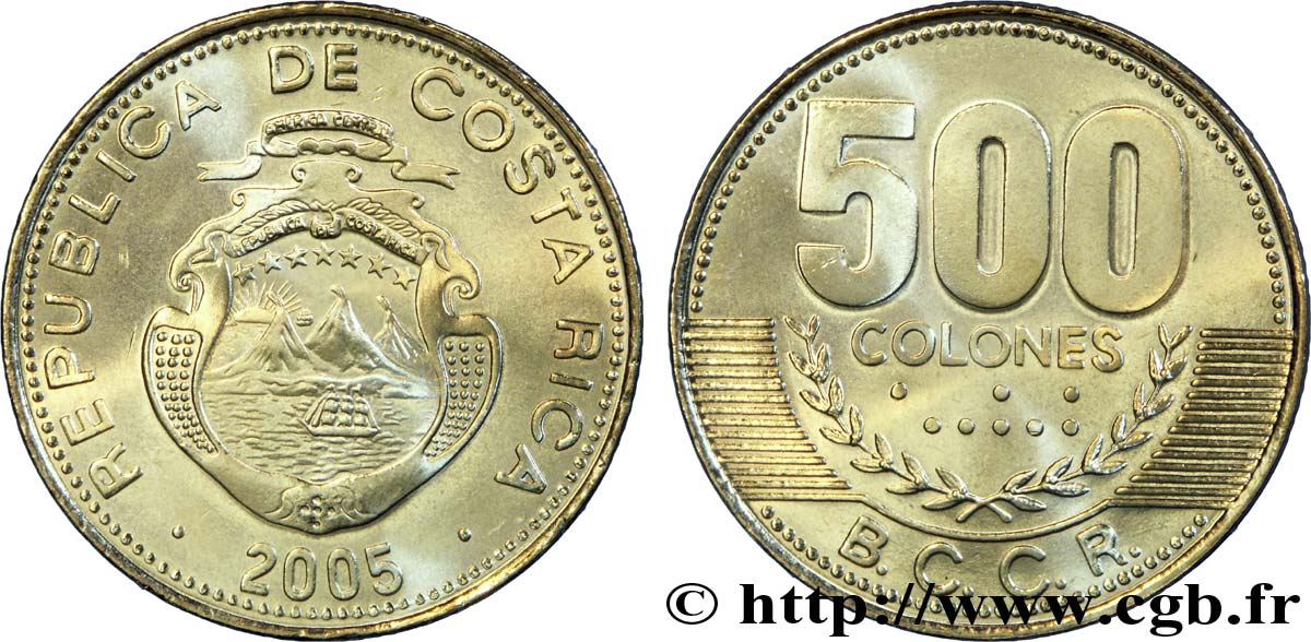 COSTA RICA 500 Colones emblème, émission du Banco Central de Costa Rica (BCCR) 2005  SPL 