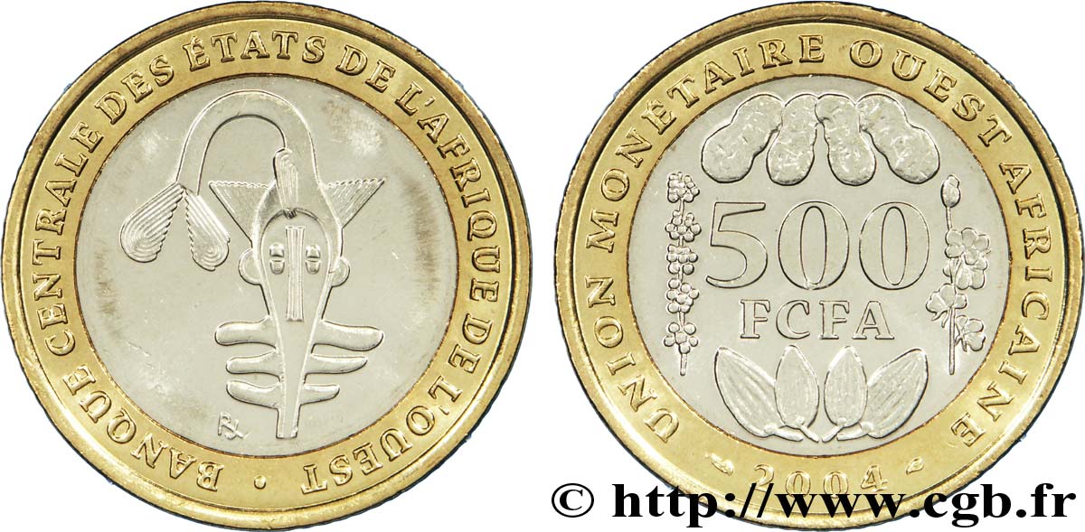 STATI DI L  AFRICA DE L  OVEST 500 Francs BCEAO 2004 Pessac MS 