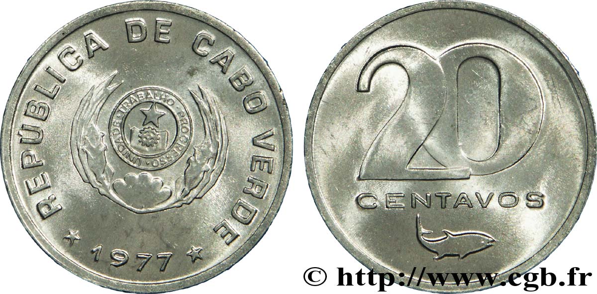 CAPE VERDE 20 Centavos emblème 1977  MS 