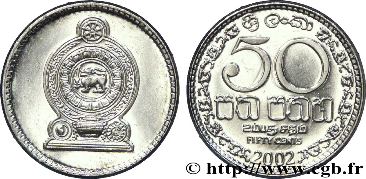 SRI LANKA 50 Cents emblème 2002  SPL 