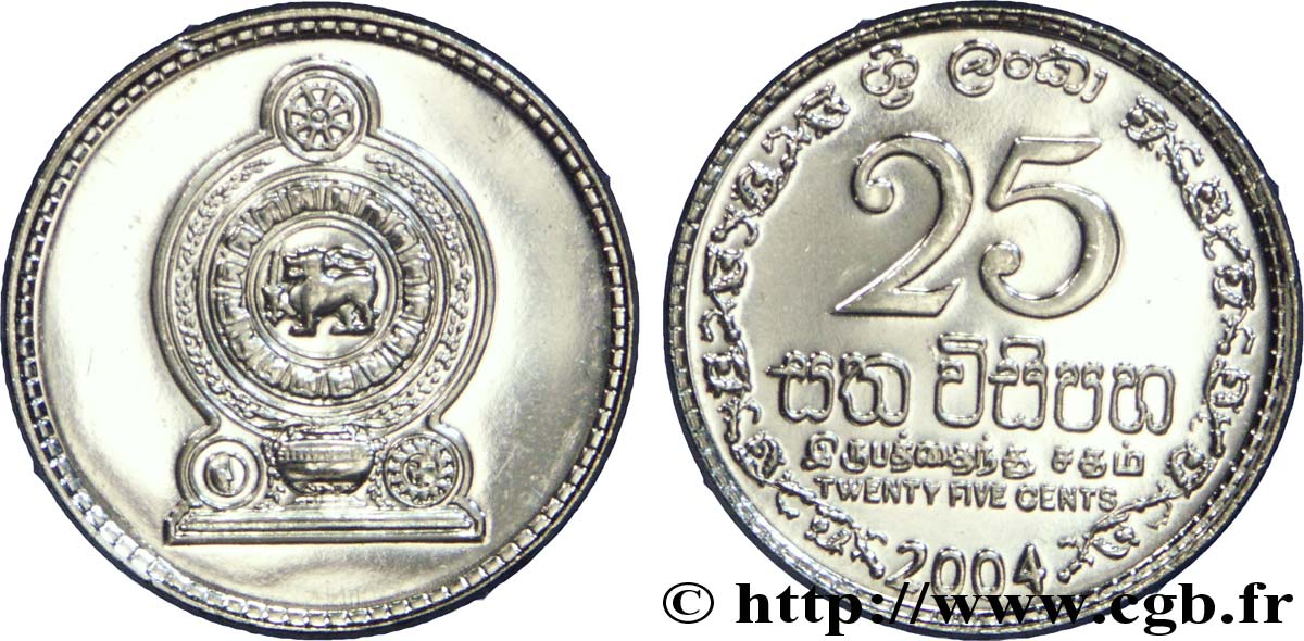 SRI LANKA 25 Cents emblème 2004  SPL 