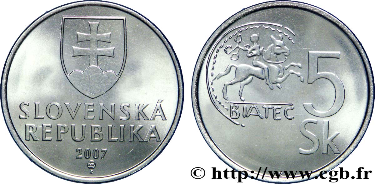 SLOVAKIA 5 Koruna monnaie celte de Biatec 2007  MS 