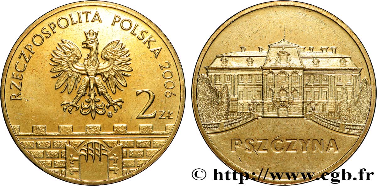 POLAND 2 Zlote aigle / ville de Pszczyna, le palais 2006 Varsovie MS 