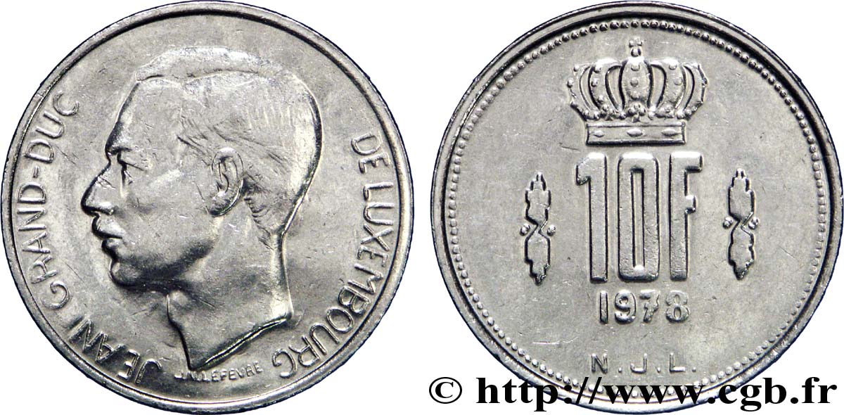LUXEMBOURG 10 Francs Grand-Duc Jean 1978  TTB+ 