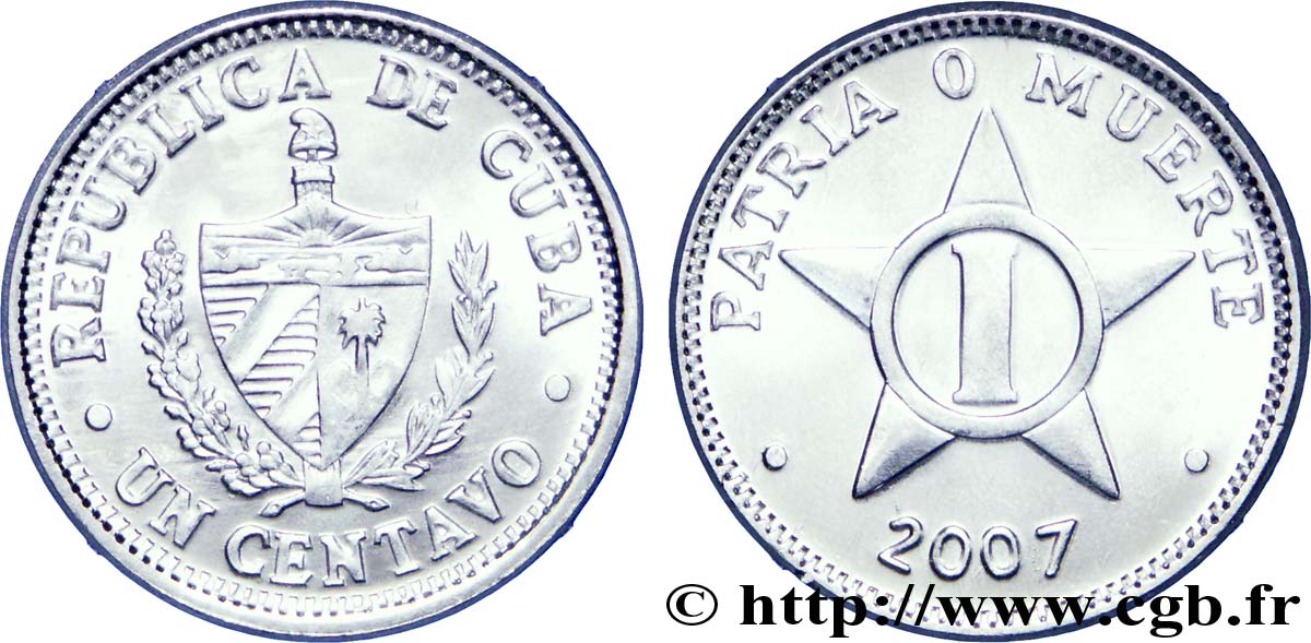 CUBA 1 Centavo emblème / étoile 2007  MS 