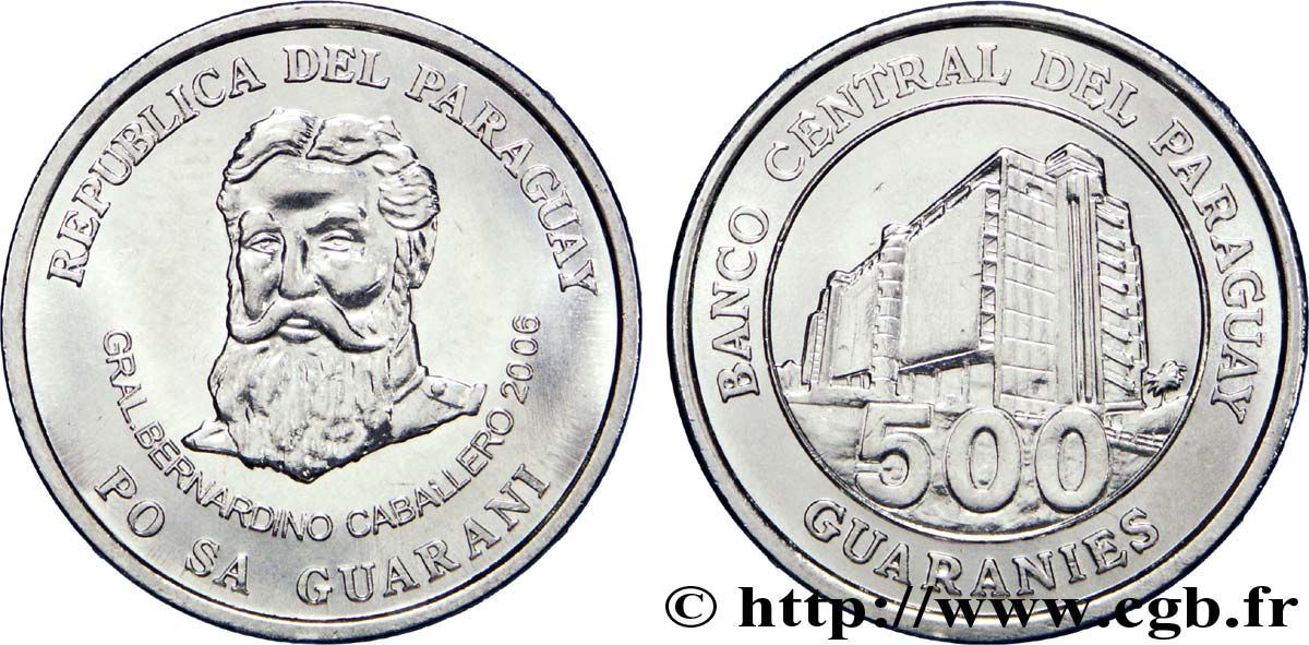 PARAGUAY 500 Guaranies F.A.O. Gal Caballero / Banque centrale 2006  SUP 