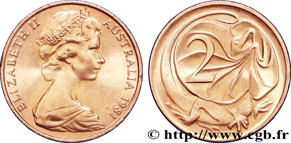 AUSTRALIE 2 Cents Elisabeth II / lézard 1981  SPL 