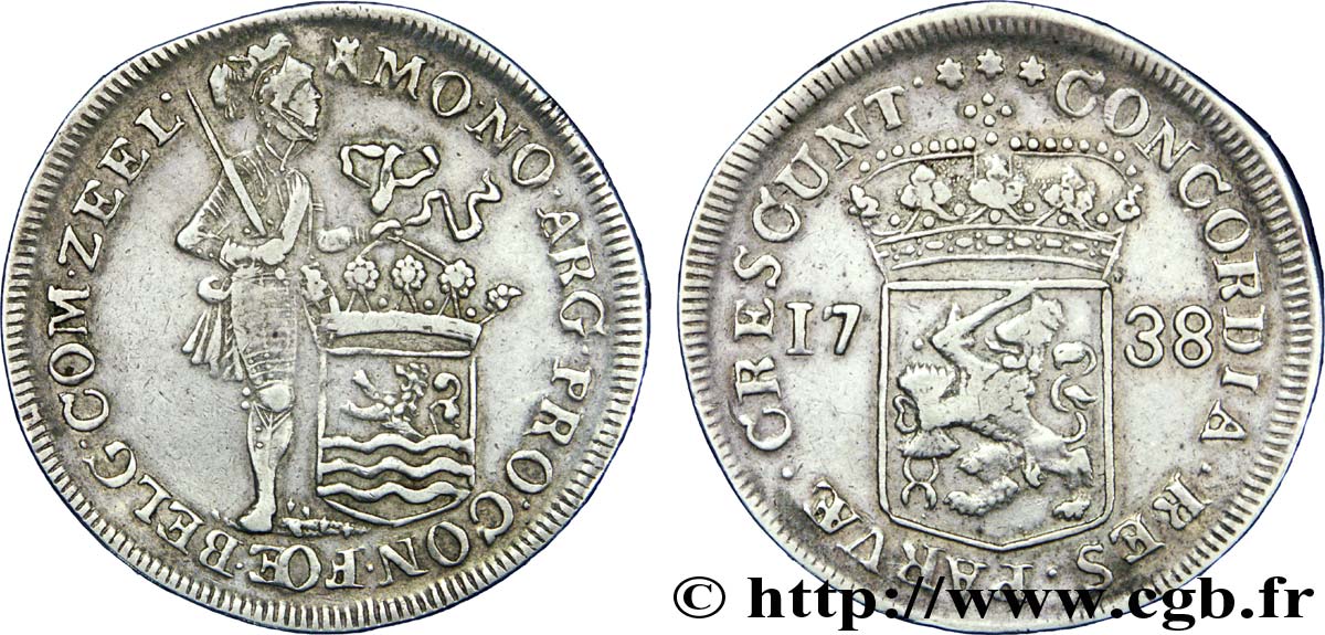 PAYS-BAS - PROVINCES-UNIES 1 Ducat d argent Provinces Unies - Zélande 1738  TTB 