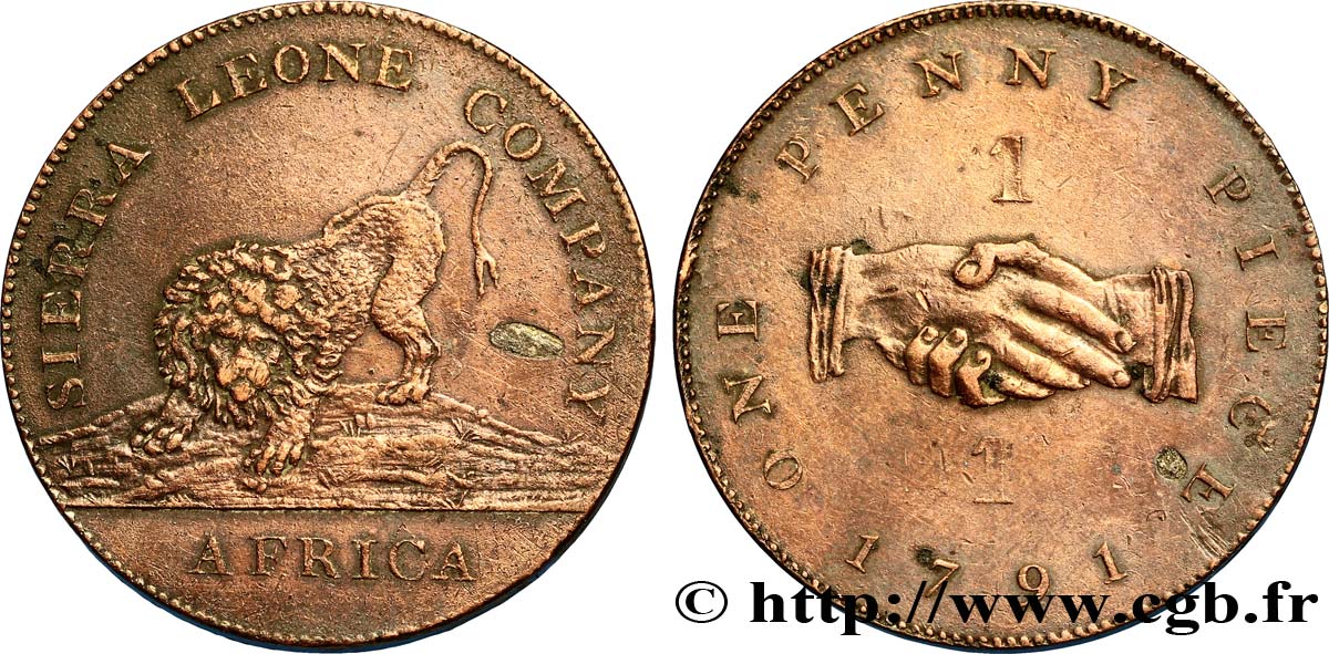 SIERRA LEONE 1 Penny Sierra Leone Company 1791  TTB 