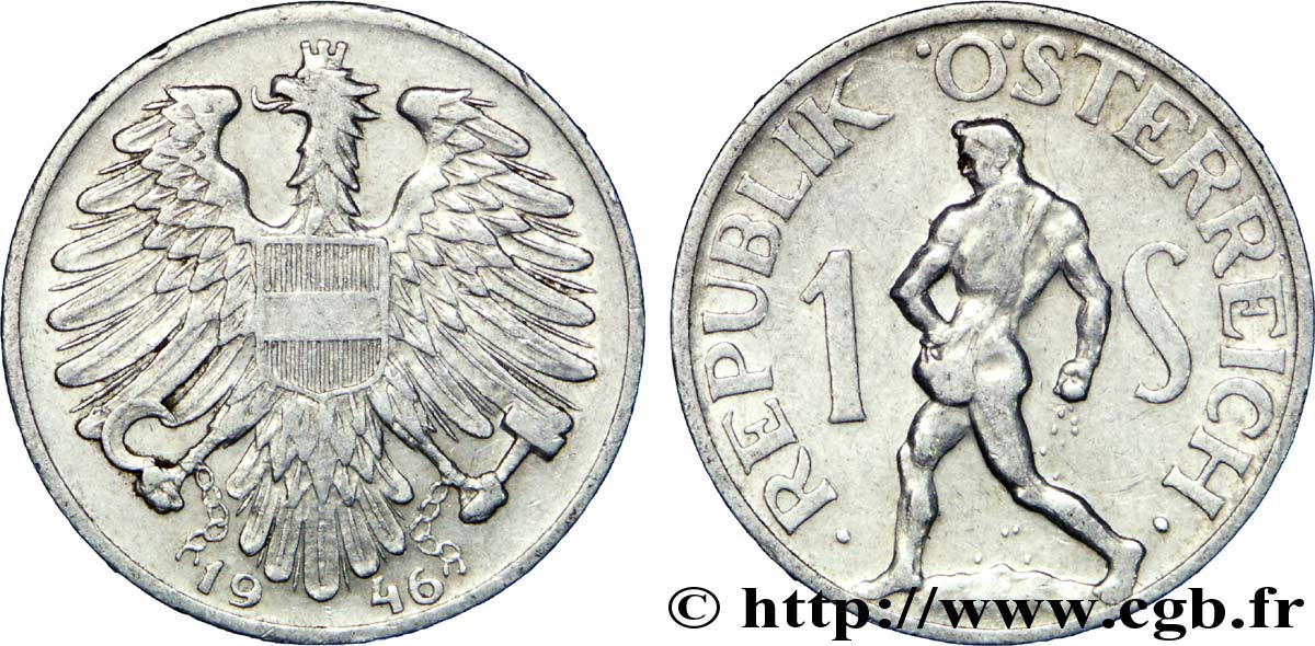 AUSTRIA 1 Schilling aigle / semeur 1946  XF 