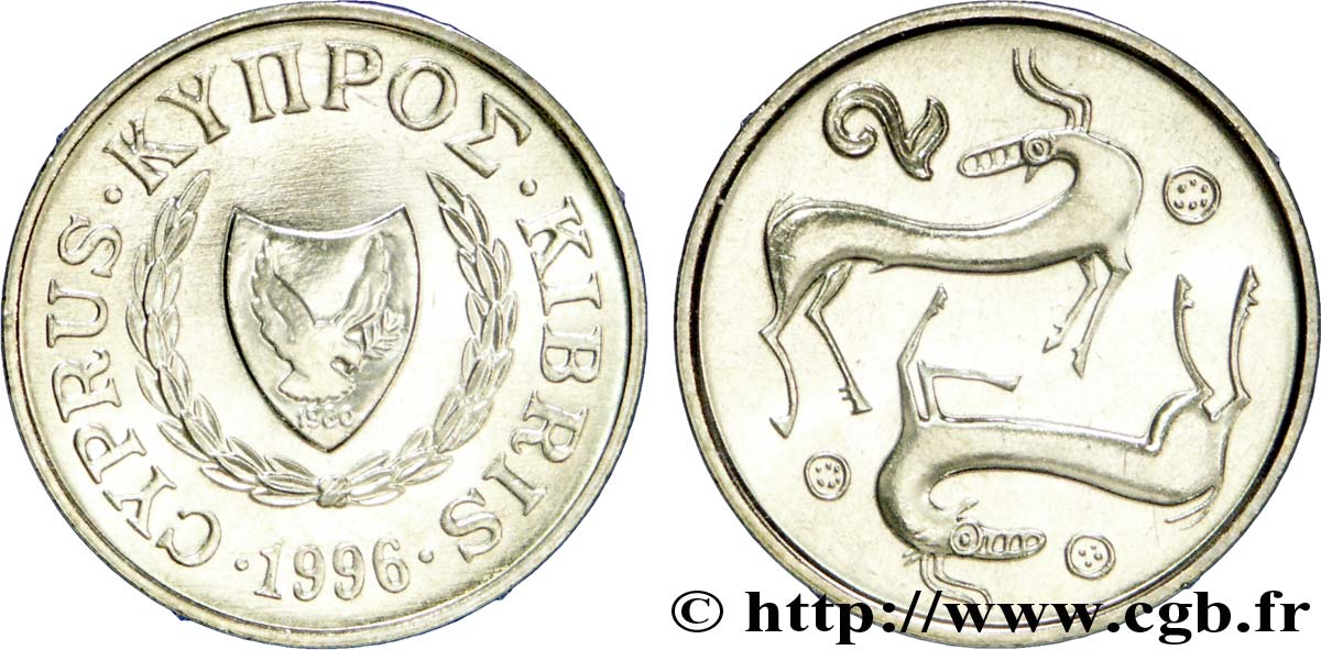 CHYPRE 2 Cents chèvres stylisées 1996  SPL 