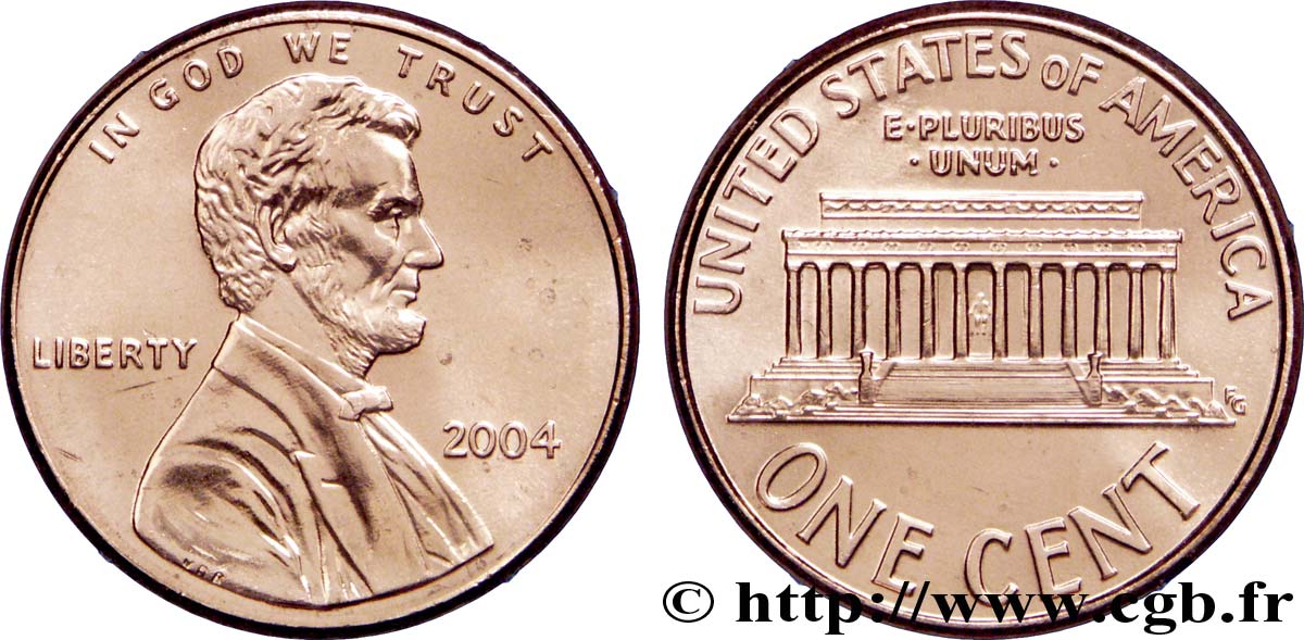 ÉTATS-UNIS D AMÉRIQUE 1 Cent Lincoln / mémorial 2004 Philadelphie SPL 