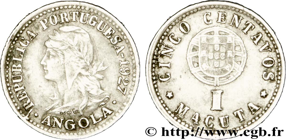 ANGOLA 5 Centavos - I Macuta monnayage colonial Portugais 1927  TTB+ 