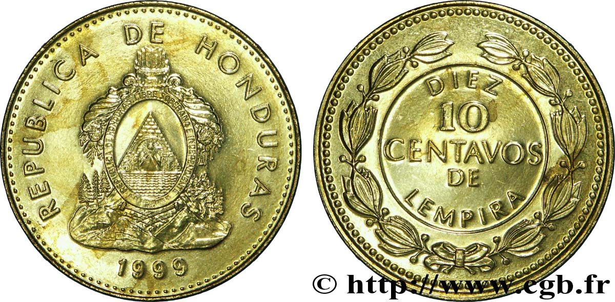 HONDURAS 10 Centavos de Lempira emblème national 1999  SUP 