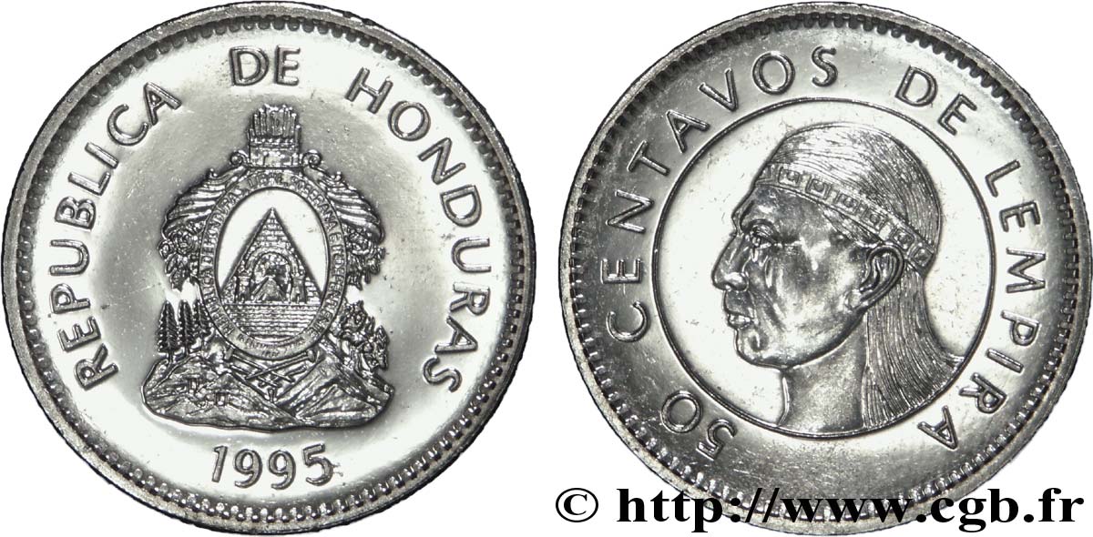 HONDURAS 50 Centavos emblème national / indien Lempira 1995  SPL 