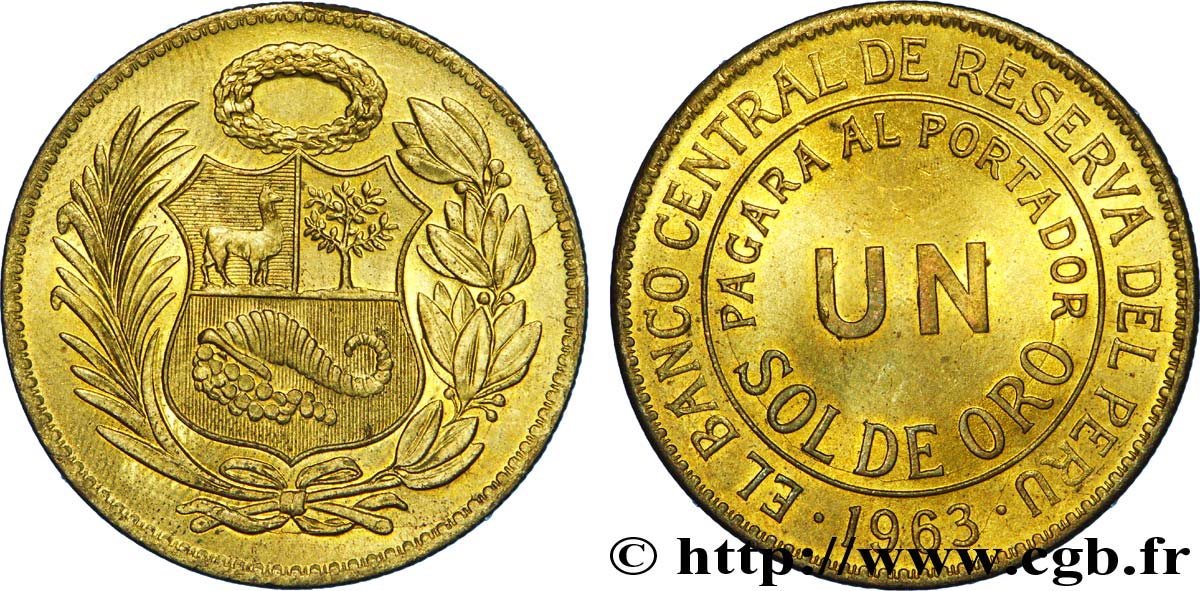 PÉROU 1 Sol de Oro 1963  SPL 