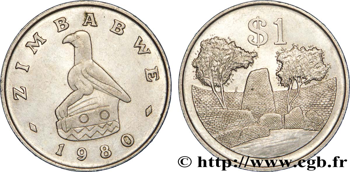 ZIMBABWE 1 Dollar emblème à l’aigle 1980  SUP 
