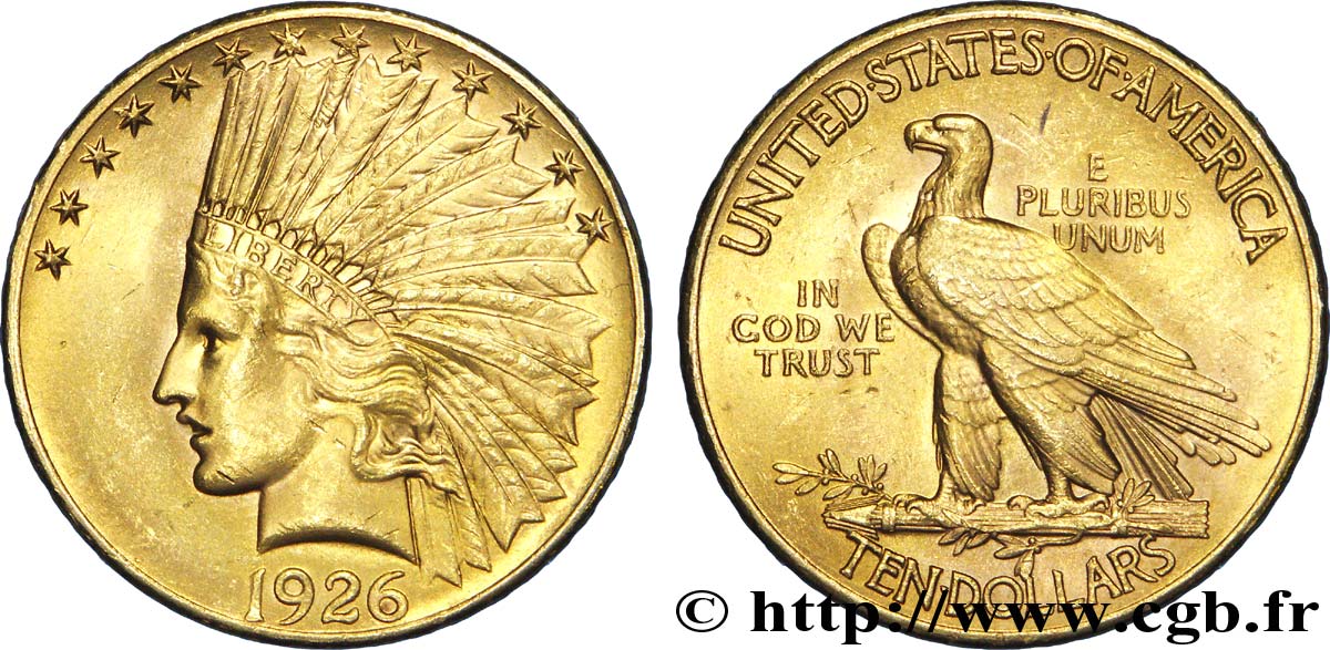 ÉTATS-UNIS D AMÉRIQUE 10 Dollars or  Indian Head , 2e type 1926 Philadelphie SUP 