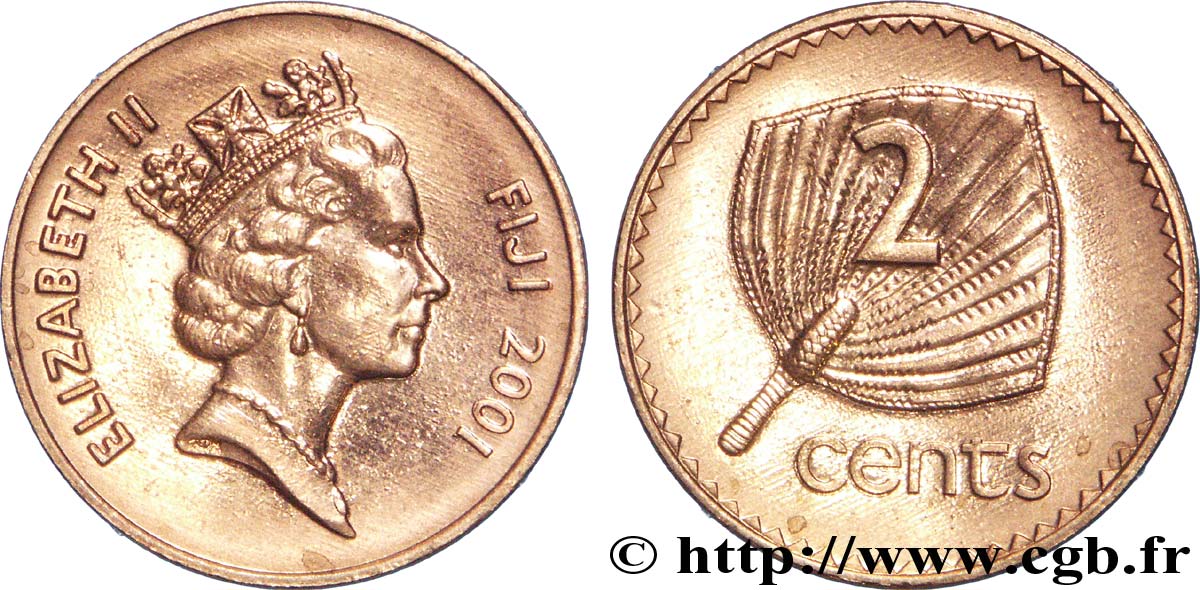 FIDJI 2 Cents Elisabeth II / éventail 2001 Royal Canadian Mint, Ottawa SPL 
