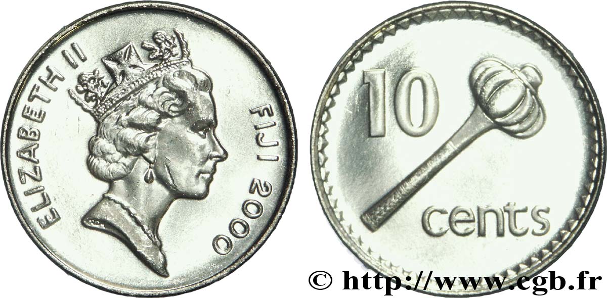 FIDJI 10 Cents Elisabeth II / massue 2000 Royal Mint, Llantrisant SPL 