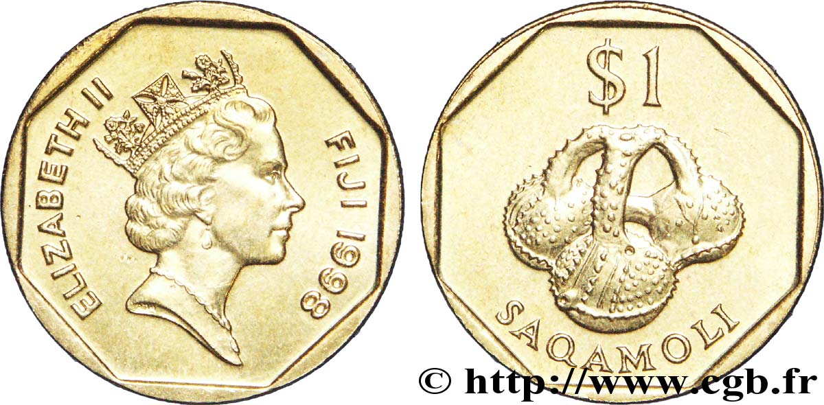 FIDJI 1 Dollar Elisabeth II / “saqamoli” récipient traditionnel 1998 Royal Mint, Llantrisant SPL 