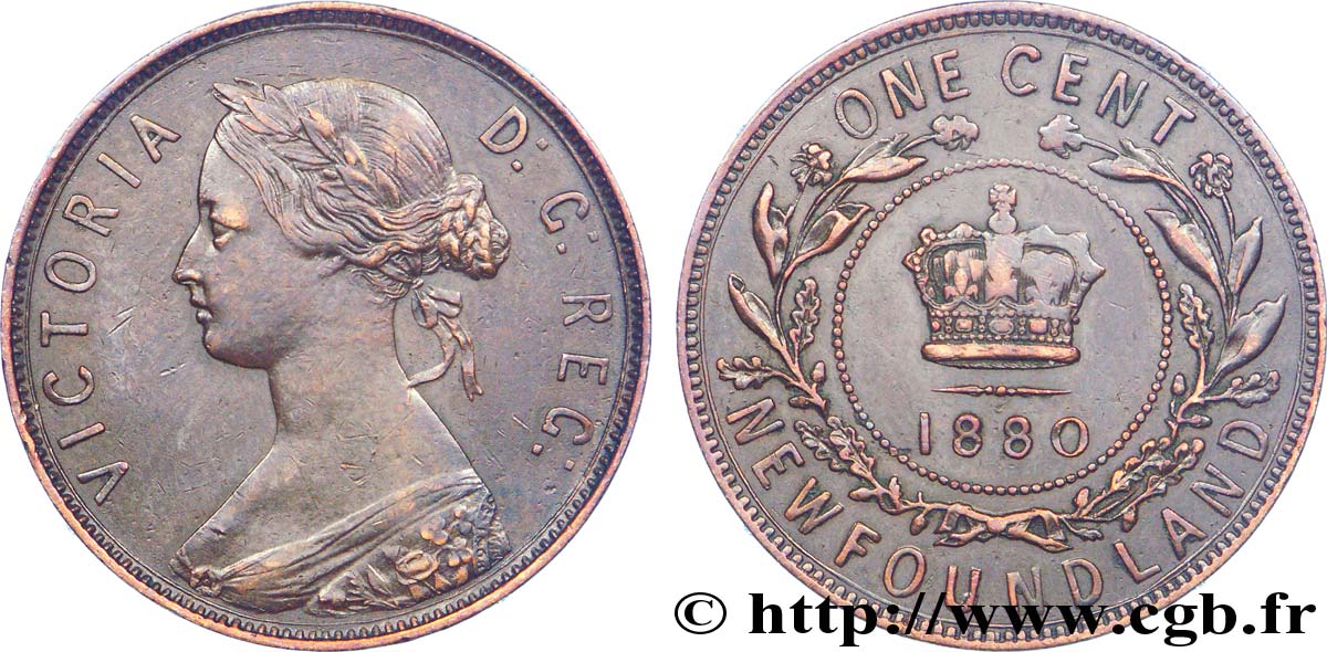 CANADA 1 Cent Terre-Neuve Victoria / couronne 1880  SUP 
