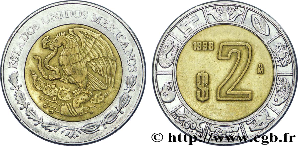MEXIQUE 2 Pesos aigle 1996 Mexico TTB+ 