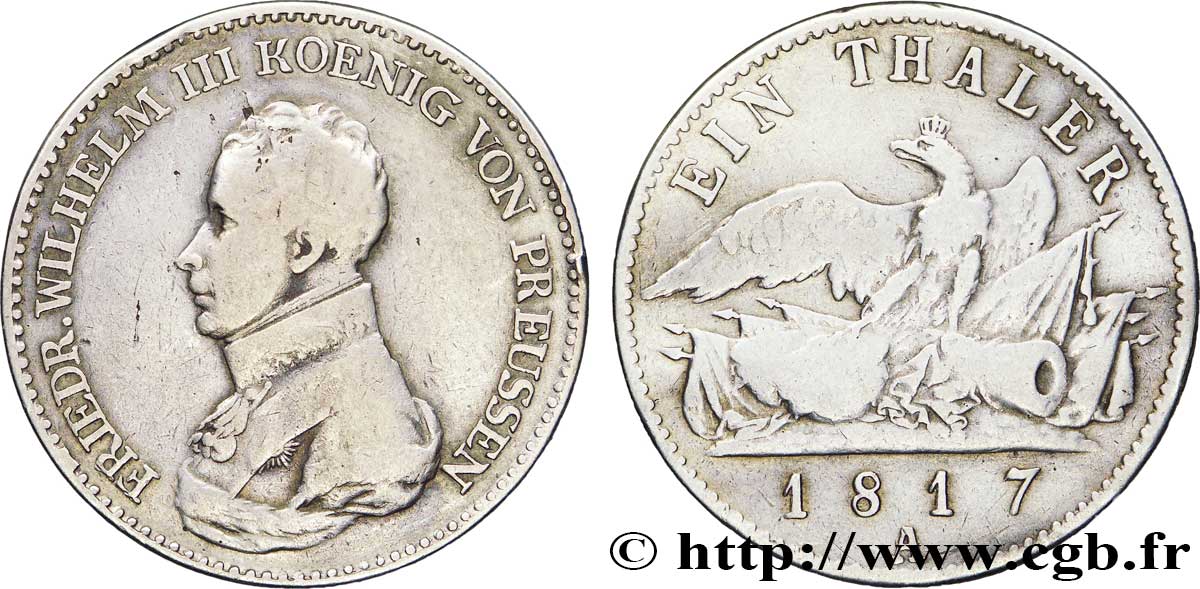 GERMANY - PRUSSIA 1 Thaler Frédéric-Guillaume III roi de Prusse 1817 Berlin VF 