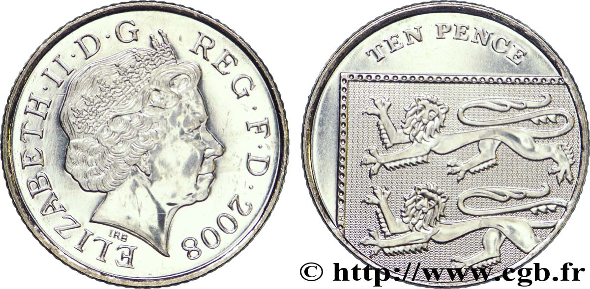 ROYAUME-UNI 10 Pence Elisabeth II 2008  SPL 