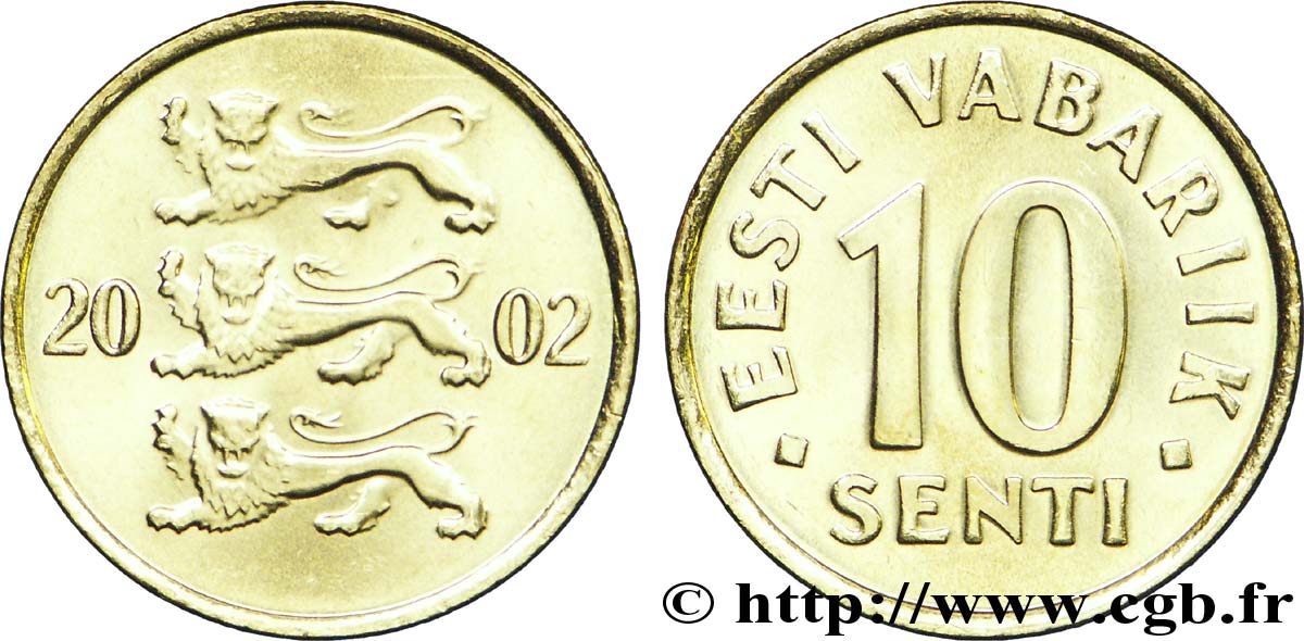 ESTONIE 20 Senti emblème aux 3 lions 2002  SPL 